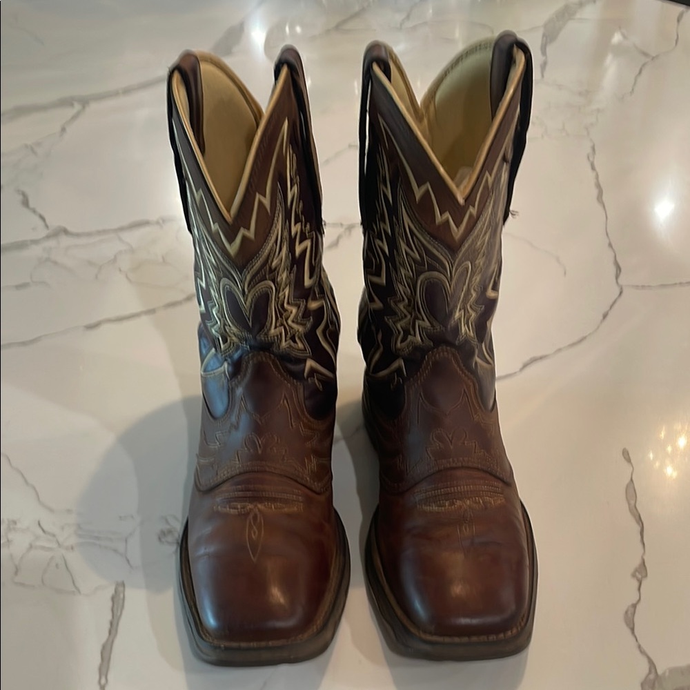 Durango Lady Rebel Brown Leather Cowgirl Boots with Embroidered Design